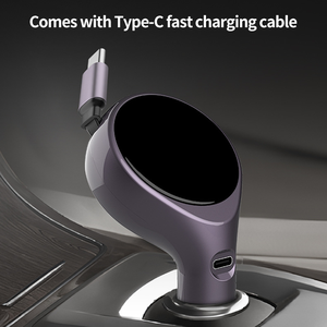 Nouveaux produits 2026, adaptateur de chargeur de téléphone de voiture USB avec câble USB C rétractable 30W, charge super rapide, chargeur de voiture USB 2 en 1 - Product Image 2