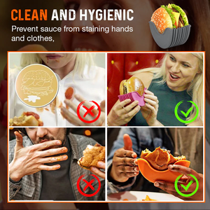 Caixa fixa de silicone retrátil eco friendly, 4 peças, hambúrguer ajustável, suporte de hambúrguer para festa de alimentação - Product Image 5