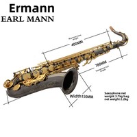 Ehrman Earl Mann Professional Tenor Brass Saxophone with Bright Nickel Gold Key and Silver-plated Finish