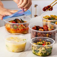 Boîte à lunch jetable en plastique PP, récipient alimentaire rond, emballage à emporter, boîte à lunch rapide