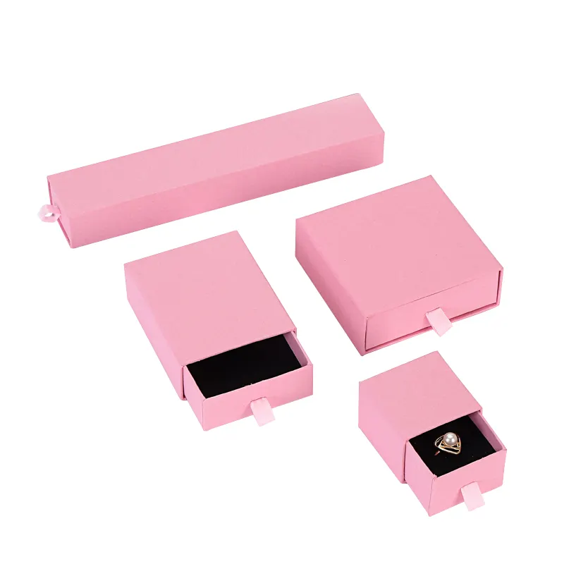 Lovely Custom Paper Jewelry modern box luxury slide drawer ring box paper box for jewelry set
