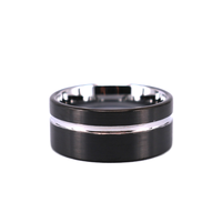 Gravure gratuite 10MM Carbure de tungstène Alliance Argent Groove Noir Mat Finition Bague à la mode