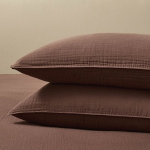 Housse de <span class=keywords><strong>couette</strong></span> 150x200 unie 100% coton mousseline, ensemble de housses de <span class=keywords><strong>couette</strong></span> marron foncé, toucher doux, haute qualité, vente en gros - Product Image 6