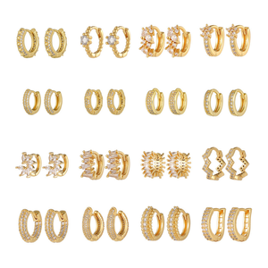Boucles d'oreilles Huggies plaquées or 18 carats en zircon cubique, nouveauté géométrique pour femmes et jeunes filles, vente en gros à prix abordable - Product Image 1