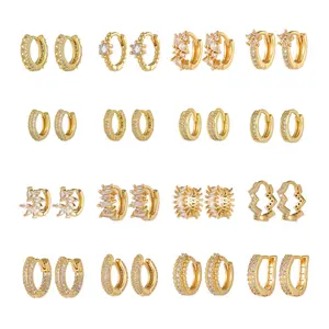 Fancy 18k 14k Gold Plated Small Gold Earrings Woman ladies Earrings Designs Party Girls