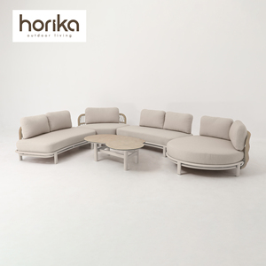 Resorts Hotel Modern L Vorm Outdoor Modulaire Sofa Set Aluminium Touw Patio Conversatie Sets Lounge Sofa Set Voor Alle Weersomstandigheden - Product Image 1