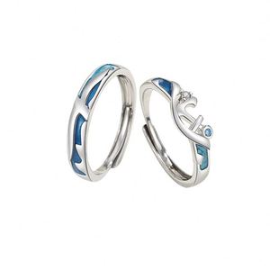 Anillos De Pareja Silver Plated Seagull Sailing <b>Couple</b> <b>Ring</b> Wedding <b>Ring</b> Adjustable Open Wedding <b>Couple</b> <b>Ring</b> - Product Image 4