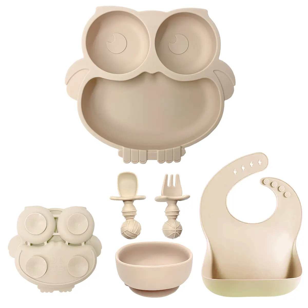 Soft BPA Free Custom Toddler Children Tableware Dinner bowl feeding Dishes Suction Silicone Plate Baby feeding set