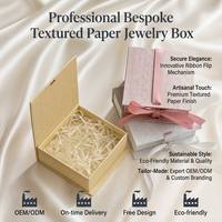 Boîte à bijoux en papier texturé sur mesure, logo personnalisé, fermeture à ruban, étui pour collier, fournitures pour petites entreprises
