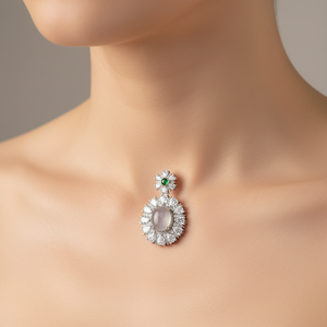 Collar de Plata 925 Qingyabailu Feicui con Colgante de Jadeíta Incrustada, Engaste de Garra, Clásico de Alta Calidad para Aniversario, para Mujer - Product Image 5