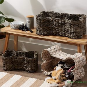 Cesta Decorativa de Jacinto de Agua Hecha a Mano de Alta Calidad, con Forma de Hueso, Elegante Organizador de Almacenamiento para Decoración del Hogar - Product Image 5