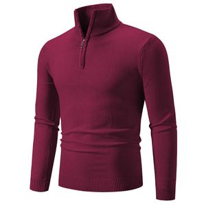 Pulls pour hommes en gros, demi-zip, décontractés, couleur unie, col roulé, pull tricoté sur mesure - Product Image 3