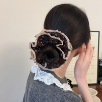 Chouchous en tissu surdimensionnés de style coréen, à dentelle florale, faits main, très élastiques, volumineux, doux, féminins, rétro, pour mariage et usage quotidien