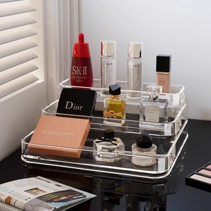 Étagère à parfums multicouche en plastique, boîte <span class=keywords><strong>de</strong></span> <span class=keywords><strong>rangement</strong></span> cosmétique <span class=keywords><strong>de</strong></span> bureau, présentoir transparent rectangulaire pour table <span class=keywords><strong>de</strong></span> maquillage et soins <span class=keywords><strong>de</strong></span> la peau - Product Image 3