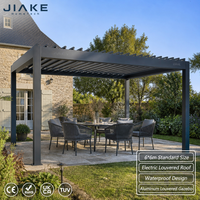 Pergola bioclimatique Jiake 6x6m avec toit à lames orientables électriques pour jardin et terrasse, gazebo en aluminium imperméable à l'eau