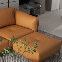 11-teiliges L-förmiges Sofa-Set aus Vollnarbenleder mit Eckdesign, linke/rechte Chaiselongue + Ottoman, schlanke schwarze Beine, kundenspezifisch OEM/ODM