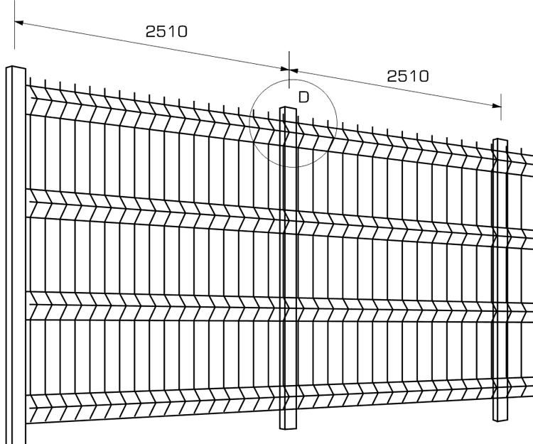 PVC Coated 2.5m 3D Wire Mesh Fence Welded Curved Mesh Fence Rustproof