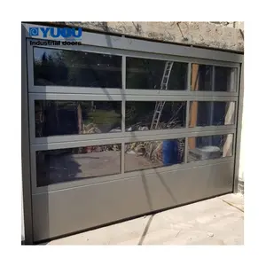 China High Speed Quality customized roller shutter Transparent Tempered Glass Clear Factory Garage sectional Doors