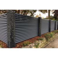 Clôture de cour en alliage d'aluminium résistant aux intempéries, panneaux de clôture horizontaux étroits pour aménagement de clôture extérieure résidentielle