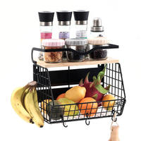 Étagère murale de cuisine personnalisée en usine, style moderne minimaliste, en fer forgé magnétique, couleur sur mesure, panier à fruits, porte-épices