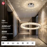 Lustre rond suspendu pour chambre, salon et salle à manger, hauteur réglable, design minimaliste moderne, anneau en cristal transparent