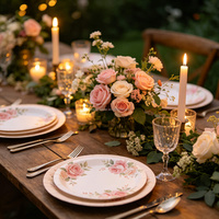 Assiettes en papier à motifs floraux en gros pour mariages dans les jardins, fêtes prénuptiales et goûters
