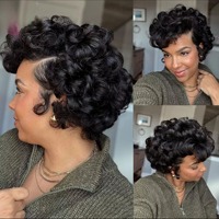 Perruque complète RTS 13X4 pour coupe courte, 100% cheveux vierges brésiliens avec dentelle transparente