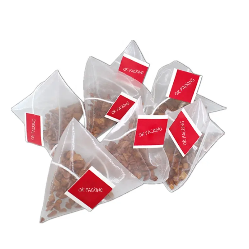 Filter Bags Natural Empty Tea Bag Nylon Mesh Triangle Filter Bag For Tea Packaging