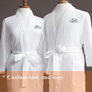 مريحة 100% القطن الأبيض الهراء النسيج كيمونو البشكير روب استحمام الهراء للبالغين - Product Image 4