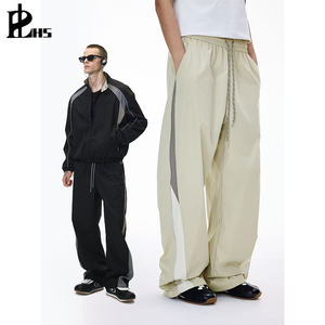 Ropa para Hombre |   Traje Deportivo Retro Funcional -25, Nueva Colección de Otoño, Chaqueta de Carreras Estilo Americano, Pantalones Casuales de Pierna Ancha con Estampado de Leopardo - Product Image 4