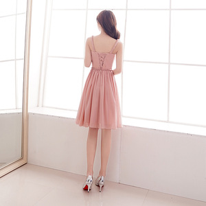 Bridesmaid Dresses Short Pink Chiffon A-Line Sweetheart Neckline Women Wedding Sister Outfits Party Dress Style A B C D E - Product Image 3