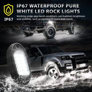 16 pods d'éclairage LED blanc pur pour roches avec faisceau de câblage, interrupteur de coupure d'alimentation, éclairage sous châssis 6000K, 12V 36W, étanche pour camions et VTT - Product Image 2