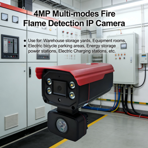 Caméra IP de détection d'incendie et de flamme par IA, <span class=keywords><strong>alarme</strong></span> incendie haute précision avec surveillance à distance en temps réel, sirène intégrée, audio bidirectionnel - Product Image 4