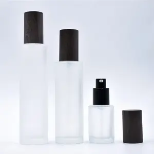 Fornecedor de garrafas de vidro para cosméticos, conjunto de 20ml, 50ml, 60ml e 120ml, conta-gotas de perfume de ombro plano, bomba de óleo e loção, garrafas de vidro