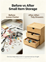 Organizador de Escritorio de Bambú con Cajón para Suministros de Oficina, Maquillaje, Tocador, Encimera de Cocina, Organización del Escritorio del Hogar