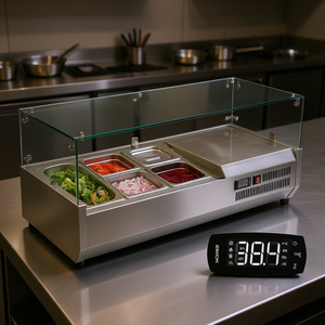 Estación de Preparación de Condimentos Honker para Mostrador, 130 W, Cuerpo de Acero Inoxidable 304, 1 Recipiente de 1 1/3, 4 Recipientes de 1 1/6, Refrigeración Comercial para Cocina - Product Image 2