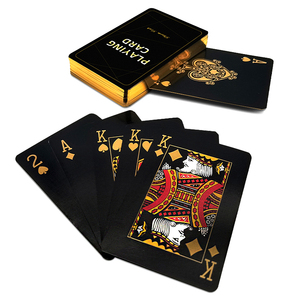 Custom Design PVC Plastic Poker Deck Front And Back Printing Logo Black And Gold Waterproof Sublimation Playing Cards With Box