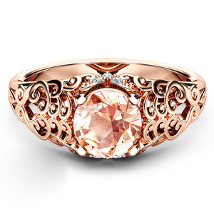Anello in Cristallo Traforato Tono Rosa per Donne, Motivo Floreale, Elegante Accessorio Moda Quotidiano - Product Image 2