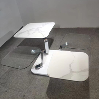 Tables basses rondes multifonctionnelles rotatives en verre trempé de style moderne pour salon