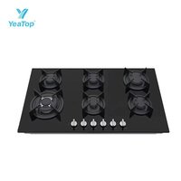 Table de cuisson à gaz encastrable 6 brûleurs en verre trempé de 36 pouces