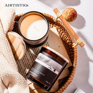 Vela Vintage personalizada de Color ámbar oscuro, cera de soja orgánica Natural, tarro de vidrio ámbar con tapa y caja, venta al por mayor - Product Image 5