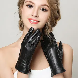 Winter Fashion Women Warm Dress Leather Gloves