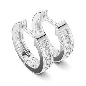 Juego de Aretes de Aro con Baño de Rodio, Económicos, Oro Blanco de 18K, Diamantes Cultivados en Laboratorio, Certificados por IGI, para Uso Diario y Eventos Glamurosos - Product Image 1