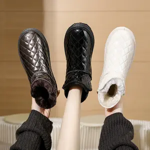 EW-Botas de nieve impermeables antideslizantes para mujer, zapatos de algodón con felpa integrada, baratas