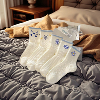 Chaussettes mi-mollet pour femmes en tricot à ressort personnalisable, motif de dessin animé, longueur mi-mollet avec logo sur le revers pour un usage quotidien