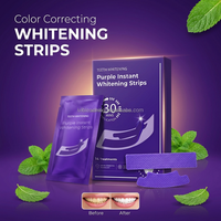 Bandelettes blanchissantes pour les dents, sans peroxyde, éliminent les taches jaunes et la mauvaise haleine, saveur menthe, antidérapantes, couleur violette, 30 minutes