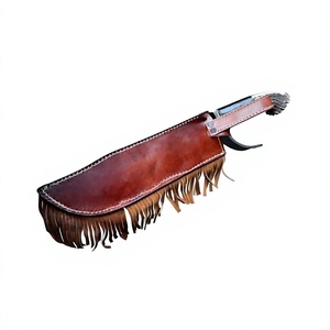 Couteau de chasse Damas à lame fixe, bord droit, manche en bois de cerf avec étui en cuir pour le camping et les activités de plein air - Product Image 3
