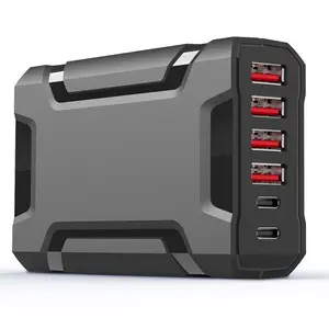 GaN 60W USB C Charging Station With Phone Fast Charger 6 Port Type-C Power Adapter