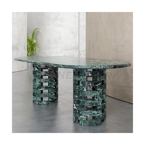 Muebles para el hogar personalizados, travertino, redondo, cuatro columnas, patas de mesa, esquina redonda, <span class=keywords><strong>Rectangular</strong></span>, largo, 96 pulgadas, mesa de comedor Nórdica - Product Image 6