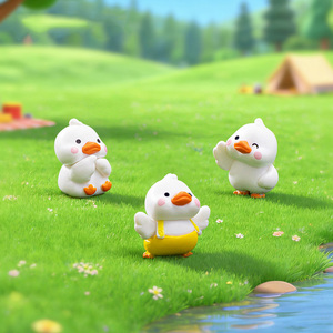Figuras de Patos Blancos Mini Kawaii de Alta Calidad, Adornos de Animales de Plástico PVC para Micropaisajes, Manualidades de Decoración para Escritorio y Coche - Product Image 3